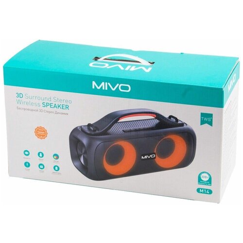 Портативная акустика колонка Mivo Bluetooth Speaker, 30 Вт, радио,39 см, черный