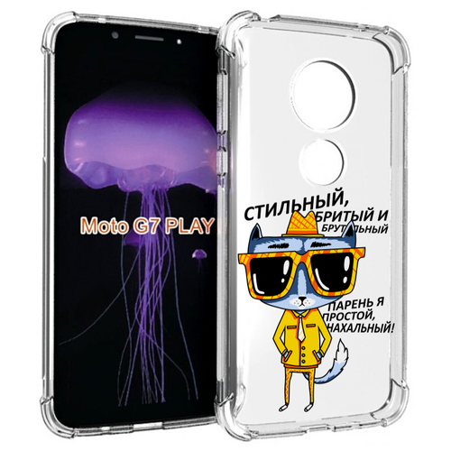 Чехол MyPads стильный кот для Motorola Moto G7 Play задняя-панель-накладка-бампер