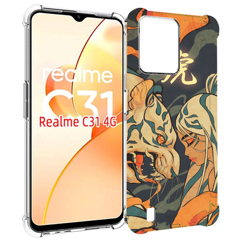 Чехол MyPads Тигр и девушка друзья для OPPO Realme C31 задняя-панель-накладка-бампер