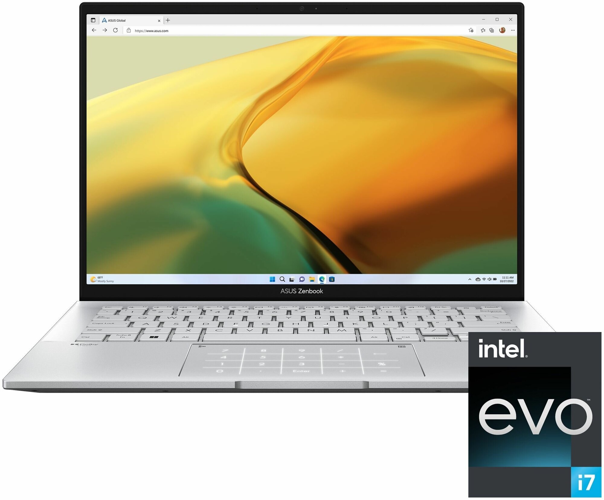 Ноутбук ASUS Zenbook 14 UX3402VA-KP309, 14" (2560х1600) IPS /Intel Core i5-1340P/16ГБ LPDDR5/512ГБ SSD/Iris Xe Graphics/Без ОС, серебристый (90NB10G6-M00FF0)