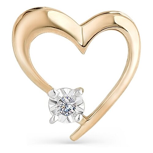 Подвеска Master Brilliant, красное золото, 585 проба, бриллиант, золотистый