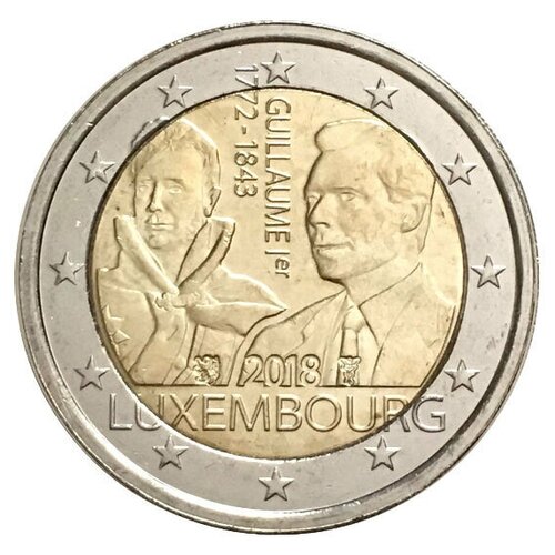 Монета 2 евро 175 лет со дня смерти Великого Герцога Гийома I. Люксембург, 2018 г. в. Состояние UNC (из ролла) люксембург 2 евро 2018 175 лет со дня смерти гийома i