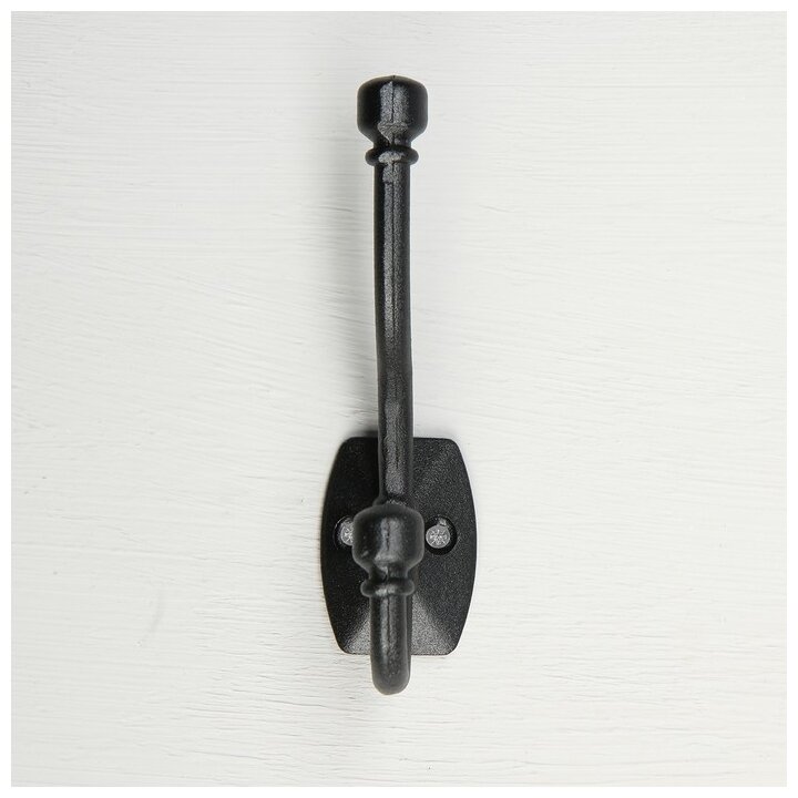 Крючок мебельный двухрожковый тундра КМ03SH, цвет черный матовый - фотография № 3