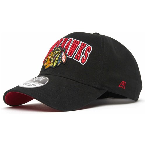 фото Бейсболка мужская nhl chicago blackhawks atributika & club, кепка нхл чикаго блэкхокс из хлопка черная атрибутика и клуб