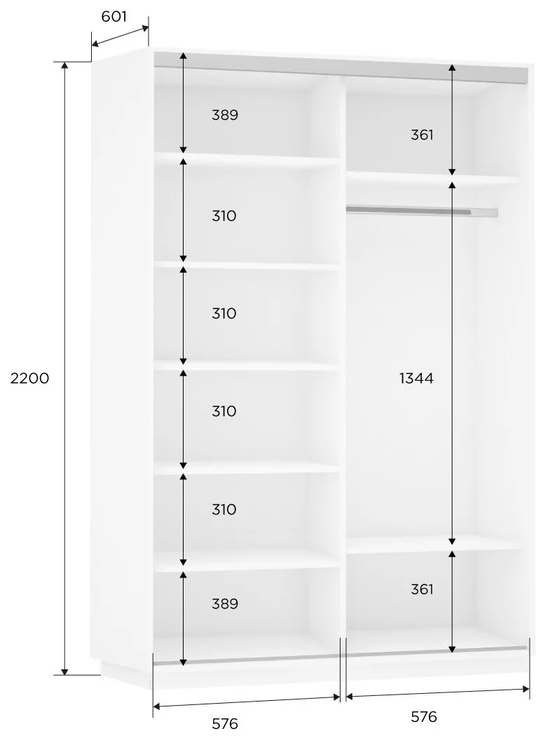 Шкаф-купе Элемент, белый, 120х60х220 - фотография № 5