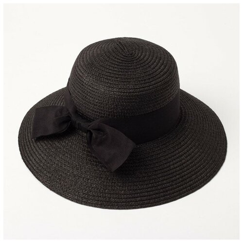 Шляпа женская MINAKU Beach, размер 56-58, цвет черный шляпа no name размер 56 58 красный