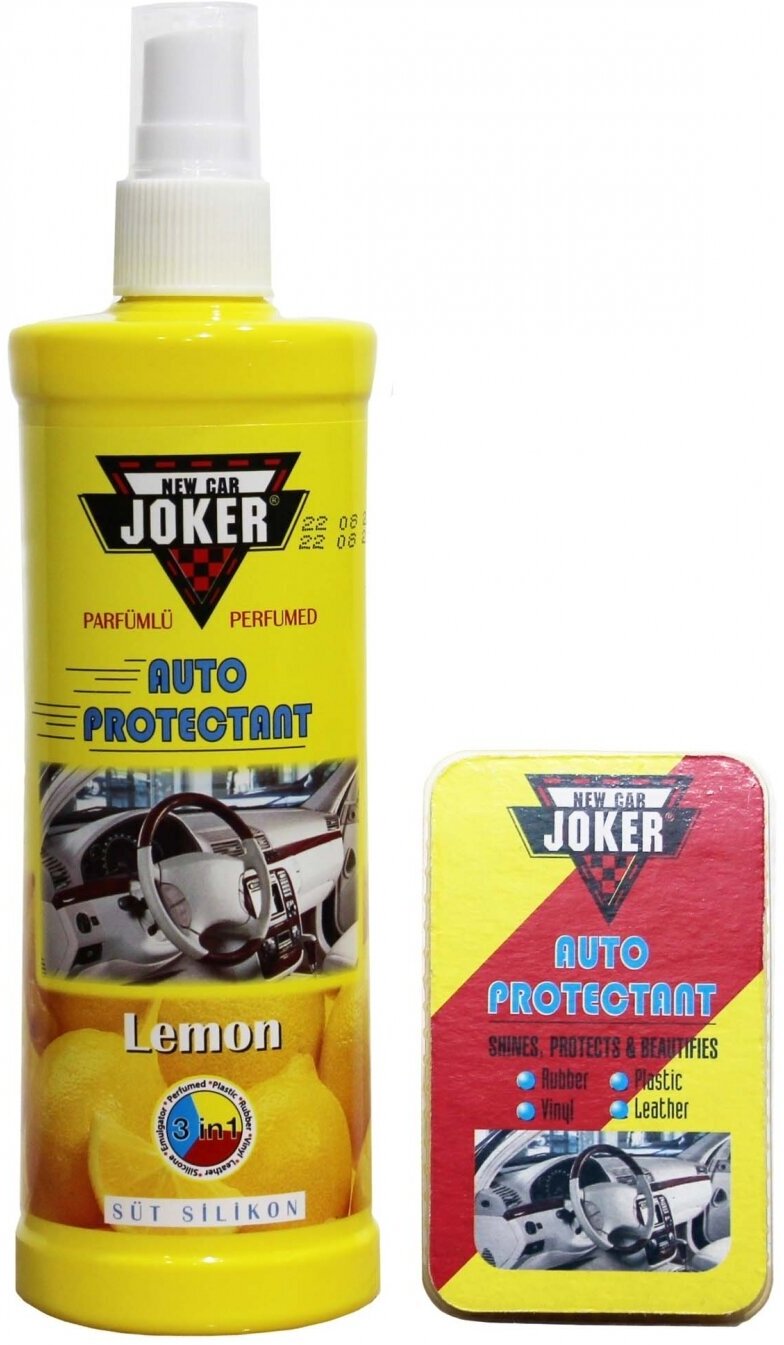 Защитная полироль для кожи винила пластика автомобиля JOKER с губкой 250мл Лимон