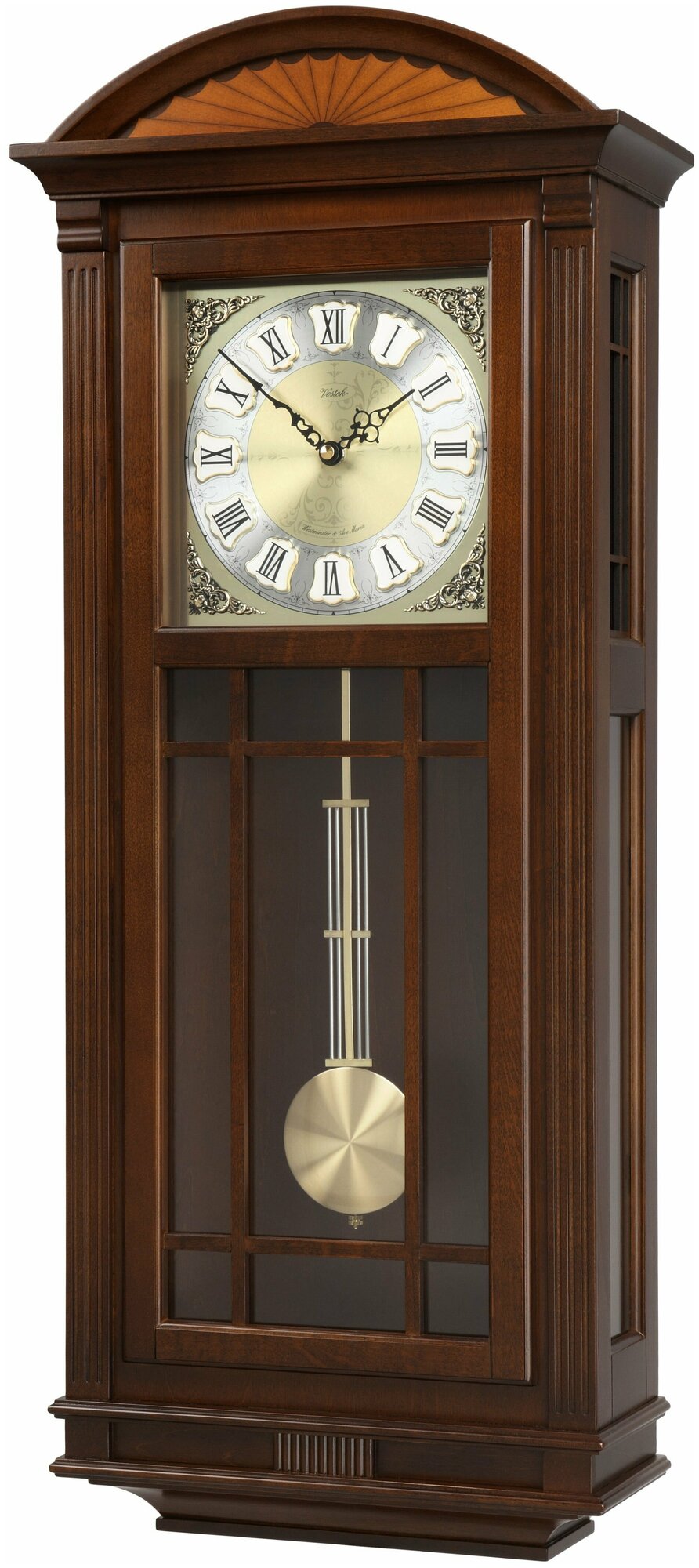 Часы настенные деревянные большие с маятником и боем Vostok Н-9530-1 размер 32,6х80 см