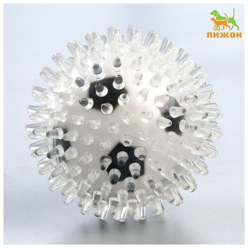 Игрушка для собак Мяч футбол 2 в 1, TPR+винил, 9,5 см, прозрачная/чёрная/белая