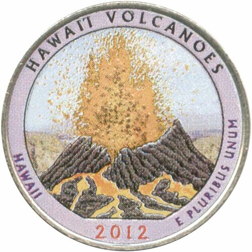 (014p) Монета США 2012 год 25 центов Гавайские вулканы Вариант №1 Медь-Никель COLOR. Цветная 02a монета россия 2012 год 25 рублей матовые кольца медь никель color
