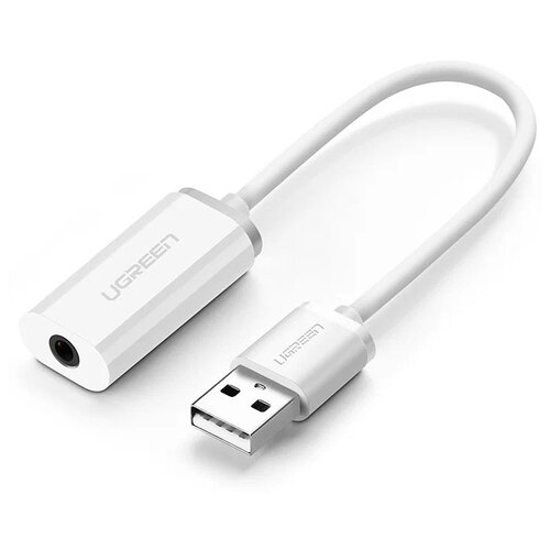 Переходник/адаптер UGreen US206 USB Type-A - jack 3.5mm, 0.15 м, 1 шт., белый наушники ugreen ws109 white 50647