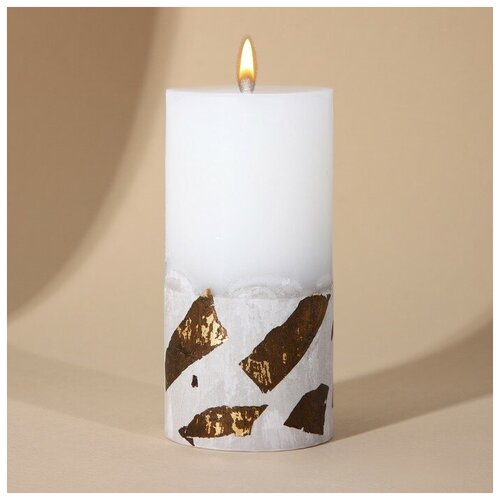 Свеча столбик с бетоном поталь цвет белый 10 х 5 см 383₽