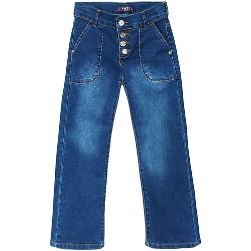 фото Джинсы мом , прямой силуэт, размер 11-12, синий tati jeans