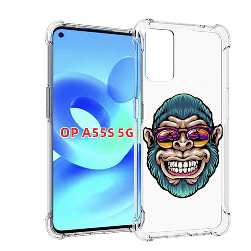Чехол MyPads обезьяна улыбается для OPPO A55s задняя-панель-накладка-бампер