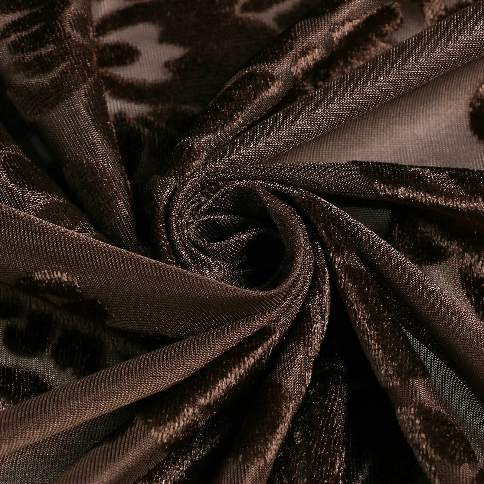 Штора тюлевая сетка с бархатом "Этель" 240x265 см Ренессанс Шоколадный десер - фотография № 2