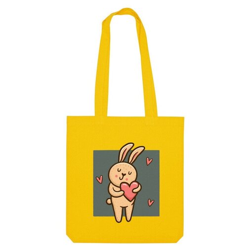 мужская футболка милый заяц с сердечком любовь s желтый Сумка шоппер Us Basic, желтый