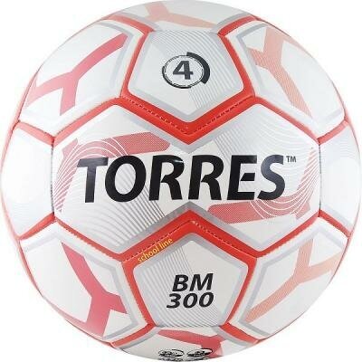 Мяч футб. Torres BM 300 р.5 для газона 490гр белый/красный (F320745) - фото №4