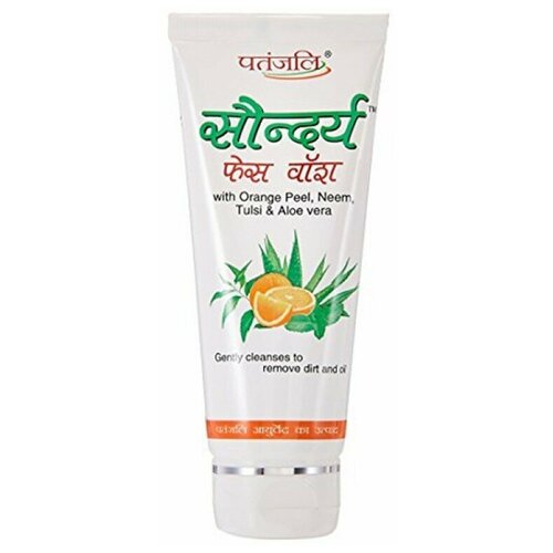гель для умывания Саундарья с апельсином, Нимом, Тулси и Алоэ Вера Патанджали, 100 мл.
