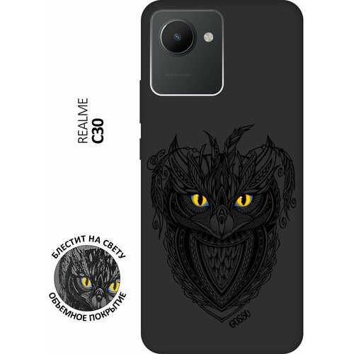 Матовый Soft Touch силиконовый чехол на realme C30, Рилми С30 с 3D принтом Grand Owl черный матовый soft touch силиконовый чехол на realme c30 рилми с30 с 3d принтом grand cat черный