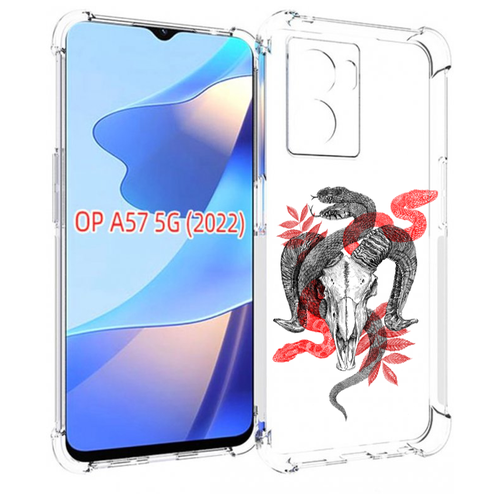 Чехол MyPads змея в черепе рисунок для OPPO A57 5G(2022) задняя-панель-накладка-бампер чехол mypads змея в черепе рисунок для oppo a96 5g reno7 lite reno 7z f12 pro 5g задняя панель накладка бампер