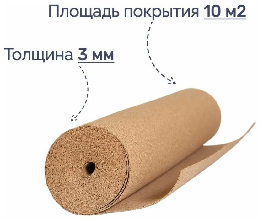 Подложка Пробковая 3мм, 10м2