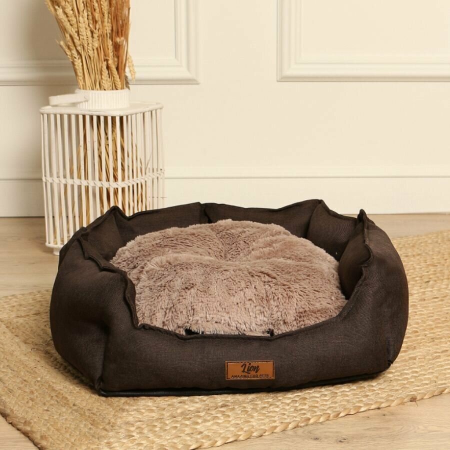 Лежанка для собаки и кошки, лежак для животных мелких и средних пород, со съемной подушкой, размер ( 90х70х30 ), рогожка - фотография № 7