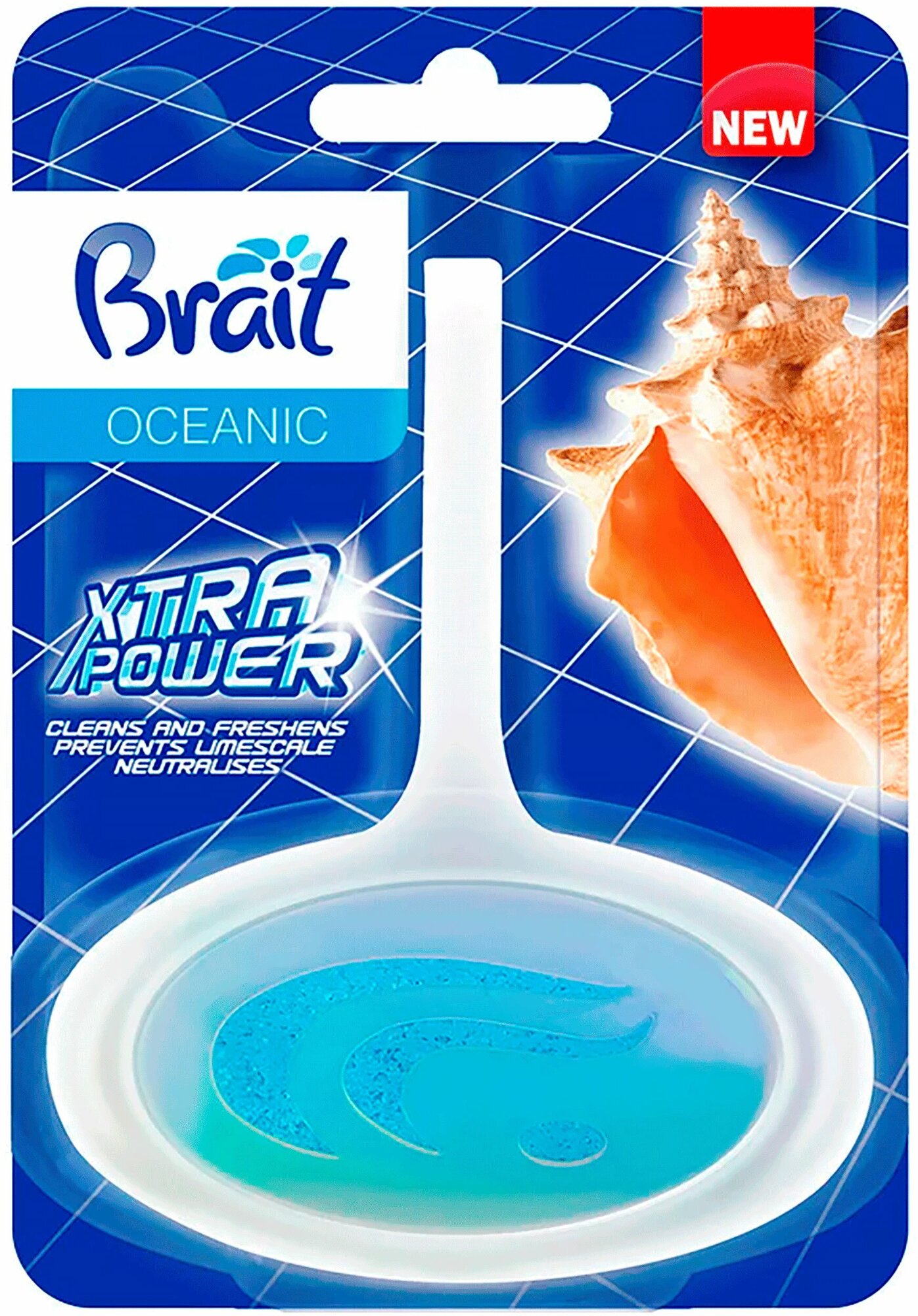Brait Туалетный блок-корзинка OCEANIC Xtra Power с корзинкой устраненение грязи и запахов аромат Морской (40 гр)