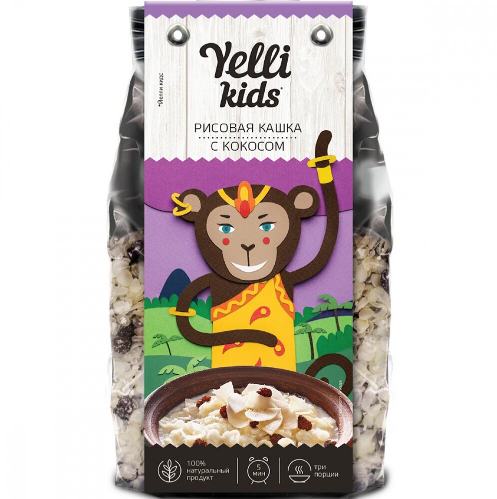 Кашка Yelli Kids рисовая с кокосом, 100 г - фото №10
