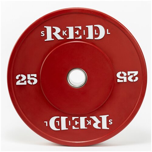 Бамперный диск для штанги тренировочный RED Skill цветной, 25 кг