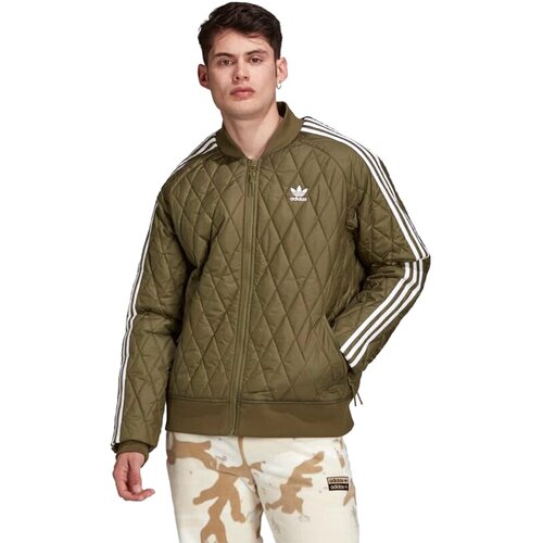 Куртка adidas Originals Classics Quilted SST Track Jacket, оверсайз, утепленная, размер XL, зеленый