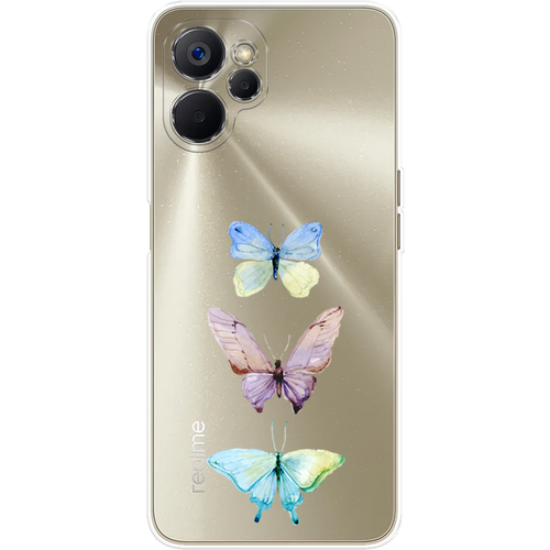 Силиконовый чехол на Realme 9i 5G/10T 5G / Реалми 9i 5G/10T 5G Акварельные бабочки, прозрачный силиконовый чехол на realme 9i реалми 9i акварельные бабочки прозрачный