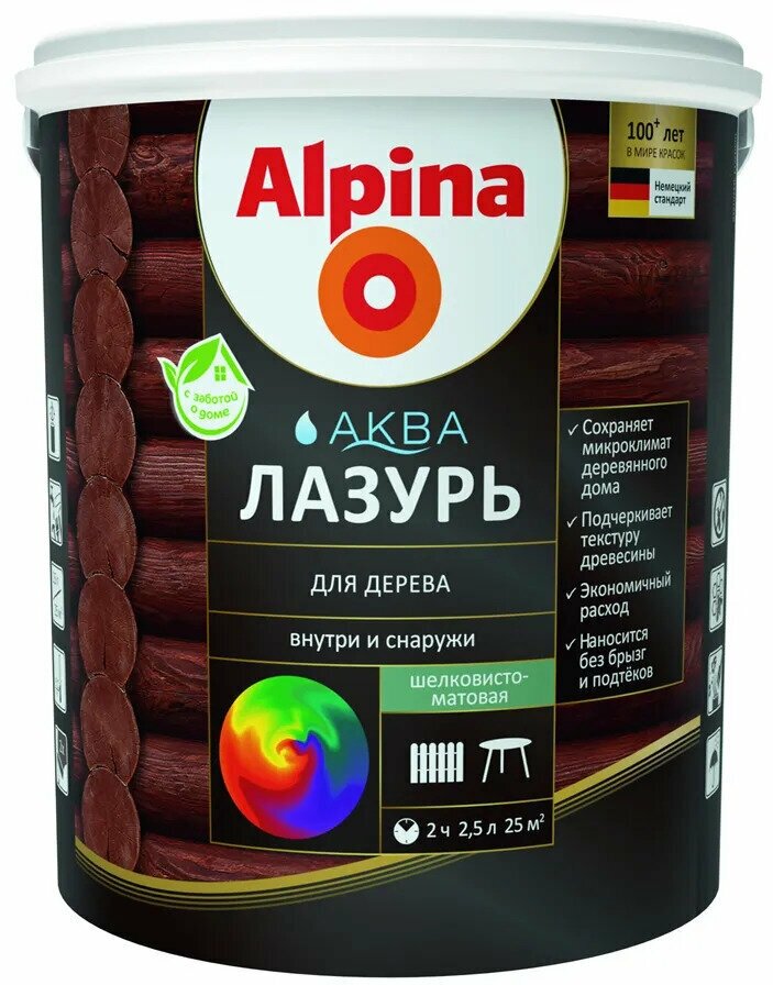 Антисептик лессирующий Alpina Аква лазурь для дерева колеруемый 0,9 л