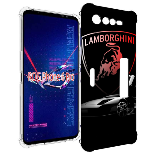 Чехол MyPads Ламборгини-black мужской для Asus ROG Phone 6 Pro задняя-панель-накладка-бампер