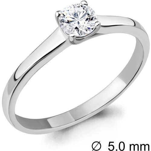 фото Кольцо помолвочное diamant online, белое золото, 585 проба, бриллиант, размер 17.5, бесцветный