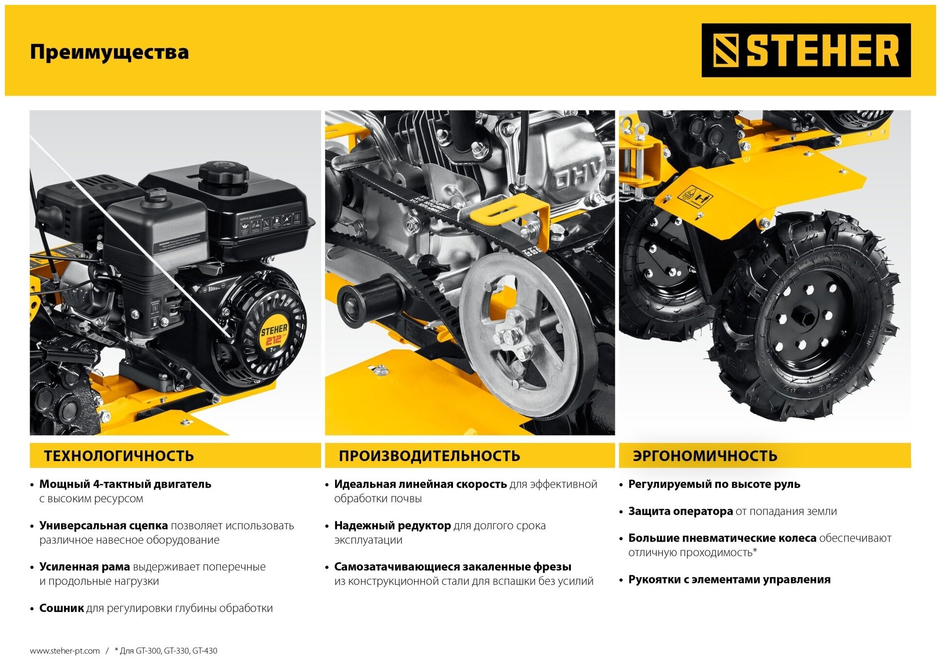 Бензиновый мотоблок STEHER 7 л с (GT-330)