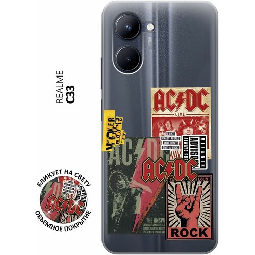 Силиконовый чехол с принтом AC/DC Stickers для realme C33 / Рилми С33 силиконовый чехол с принтом daddy для realme c33 рилми с33