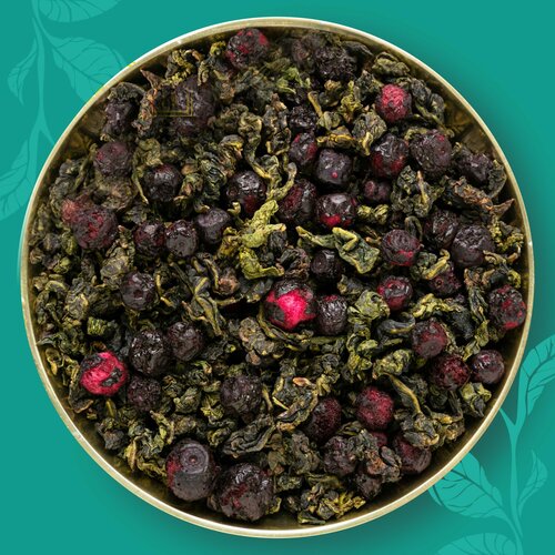 EMIR TEA Зеленый чай рассыпной листовой Улун Черника в йогурте, натуральный китайский, 250 гр.