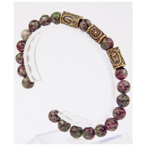 фото Браслет-оберег из камня цоизит/руническая формула гармонии/браслет-талисман из бусин с рунами, бижутерия, украшение x-rune