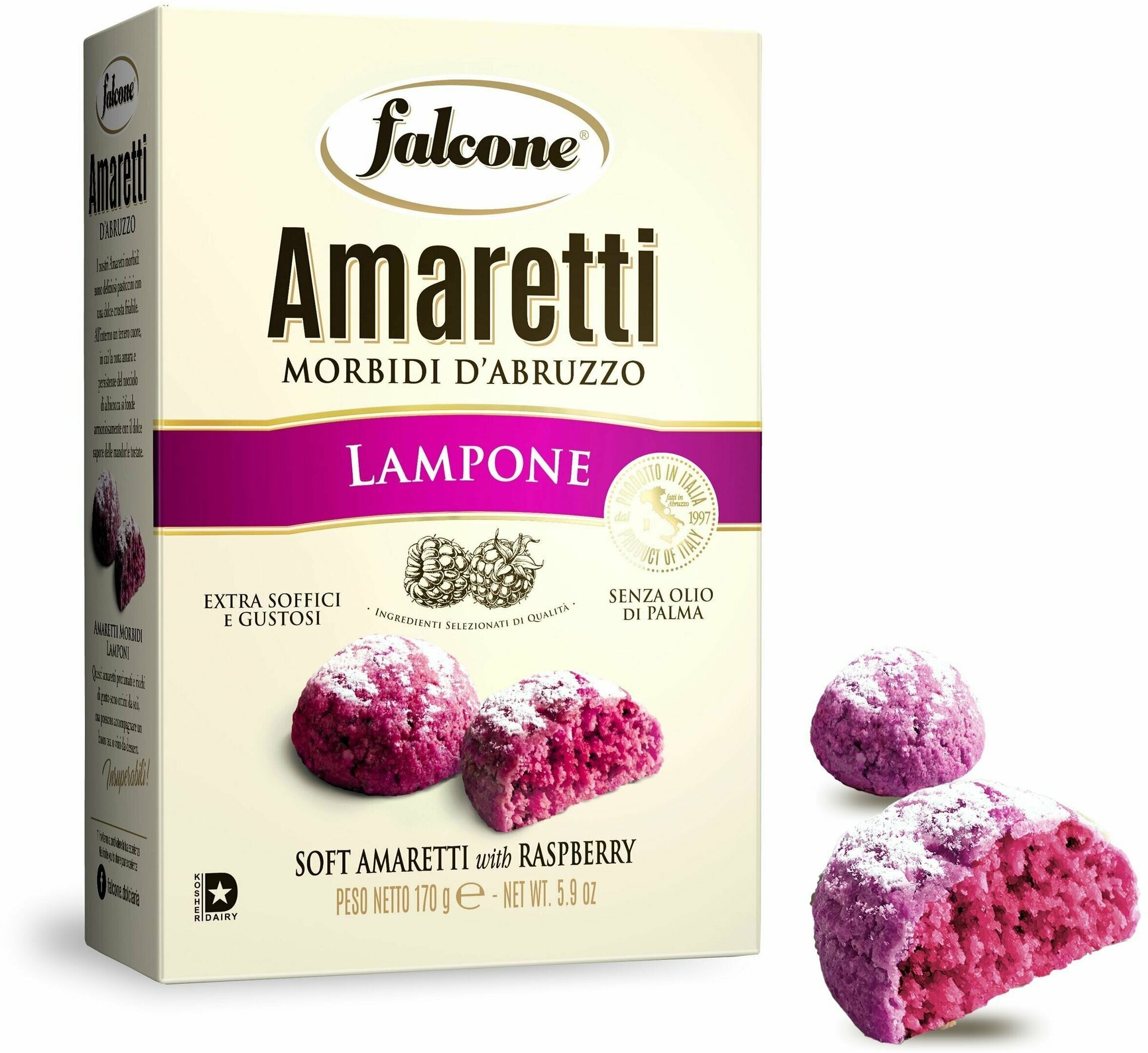 Печенье сдобное Falcone Amaretti (Амаретти), мягкие со вкусом малины, 170 г