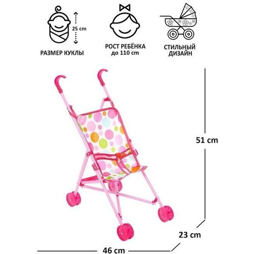 Кукольная коляска-трость, пластиковый каркас