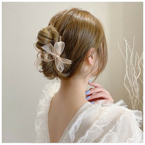 Заколка краб для волос WSB756 бант пластик