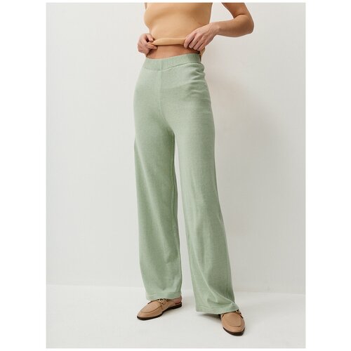 фото Брюки кюлоты to be one, прямой силуэт, повседневный стиль, вязаные, размер 44, бежевый