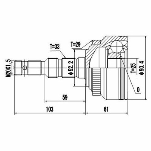 Комплект Шруса Dynamatrix-Korea DCV844006 для Opel Astra (1998-2009), Opel Vectra (1995-2003), Opel Zafira (1999-2005)