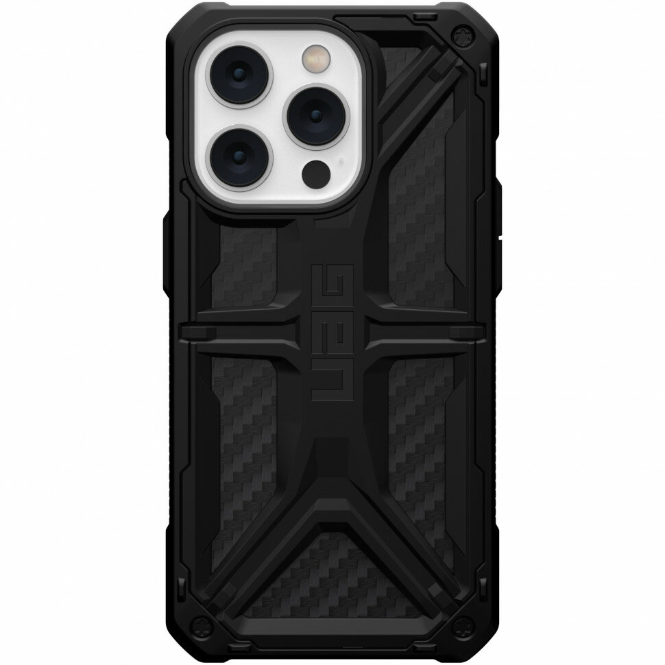 Чехол Uag Monarch для iPhone 14 Pro чёрный карбон (Carbon Fiber)