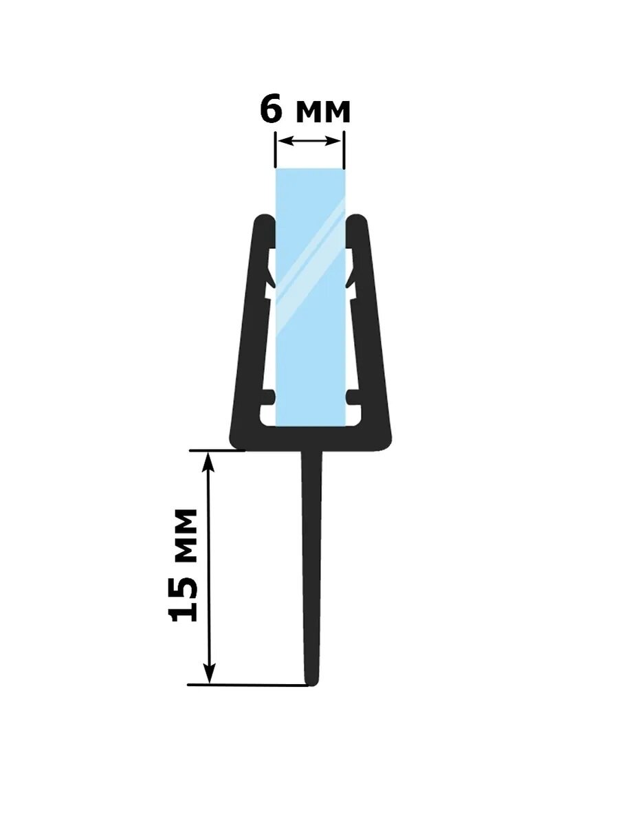 Нижний уплотнитель для стекла душевой кабины, U-5107-6 Т-образный, длинной 80 см - фотография № 5