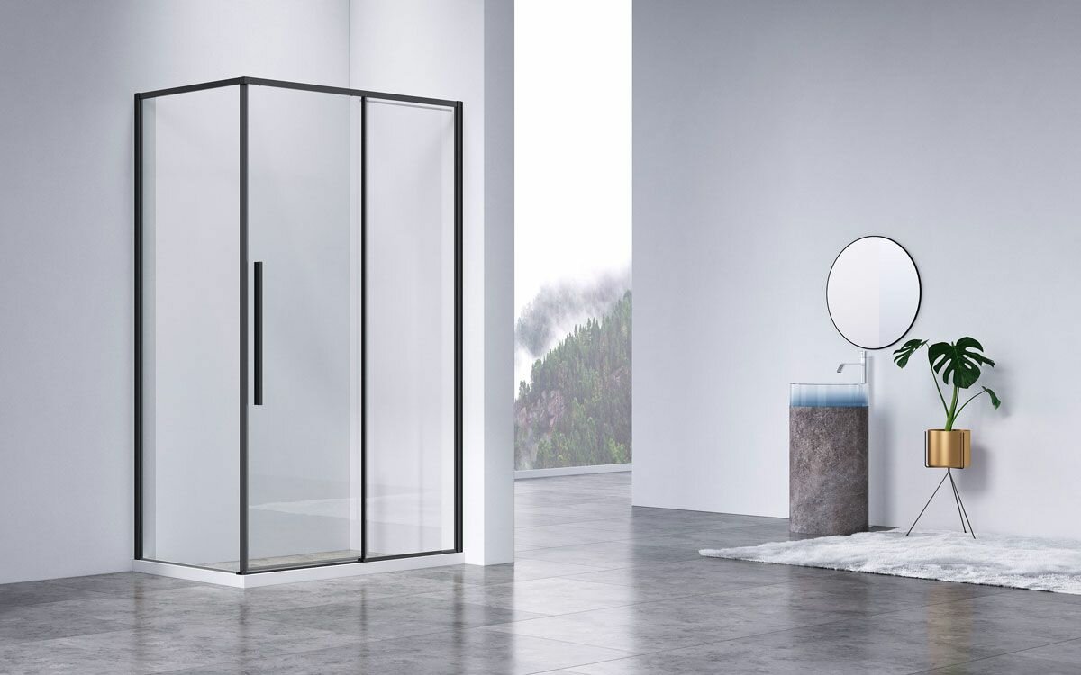 Душевой уголок Vincea Slim-N 130х90 черный, стекло прозрачное - фото №2