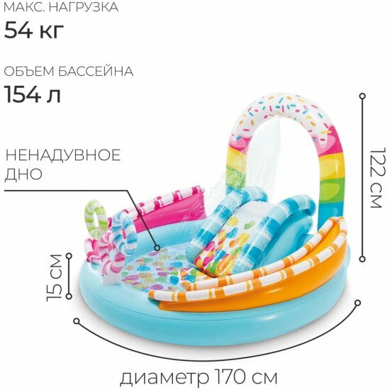 Обзор: Надувной игровой центр Intex 57144 CANDY FUN 170*168*122см