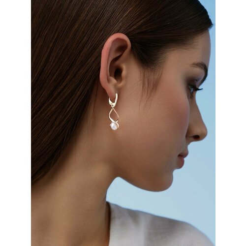 Серьги Argentum, серебро, 925 проба, золочение, жемчуг, размер 10 мм, длина 1.5 см, , золотистый