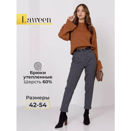фото Брюки джоггеры laween, размер 54-164, серый, черный