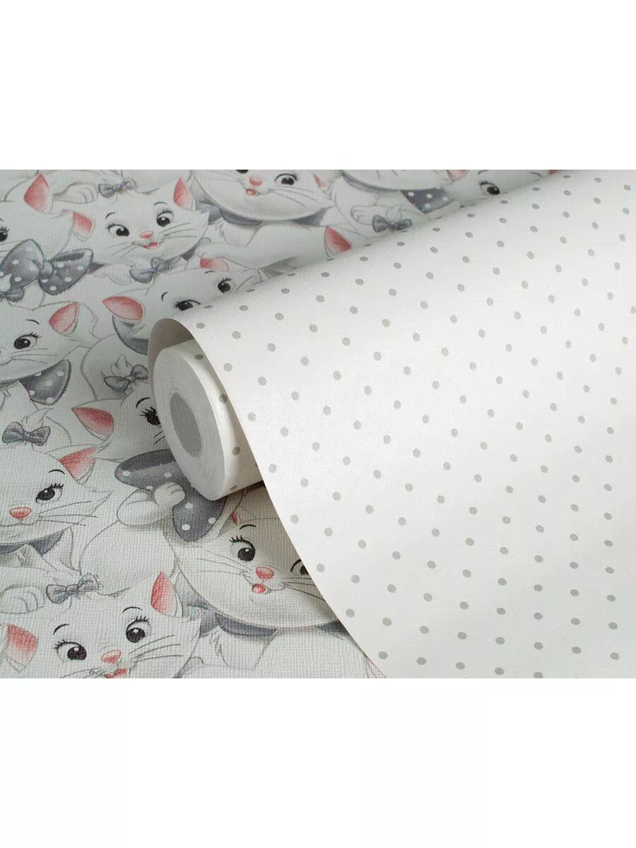 фото Обои на кухню белые в серый горошек бумажные 0,53*10м плотные дуплекс в комнату